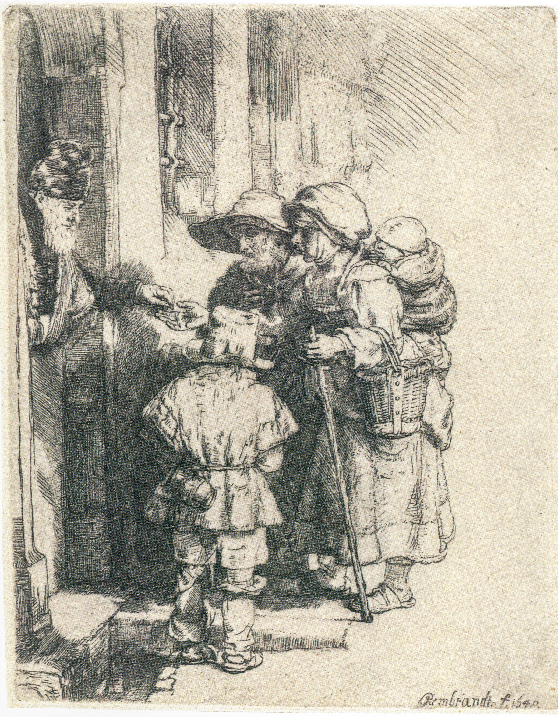 Rembrandt_-_mendiants_recevant_l'aumône_à_la_porte_d'une_maison